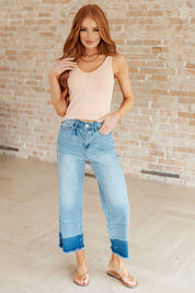 Olivia High Rise Wide Leg Crop Jeans in Medium Wash | Jeans Daverri Fashions
