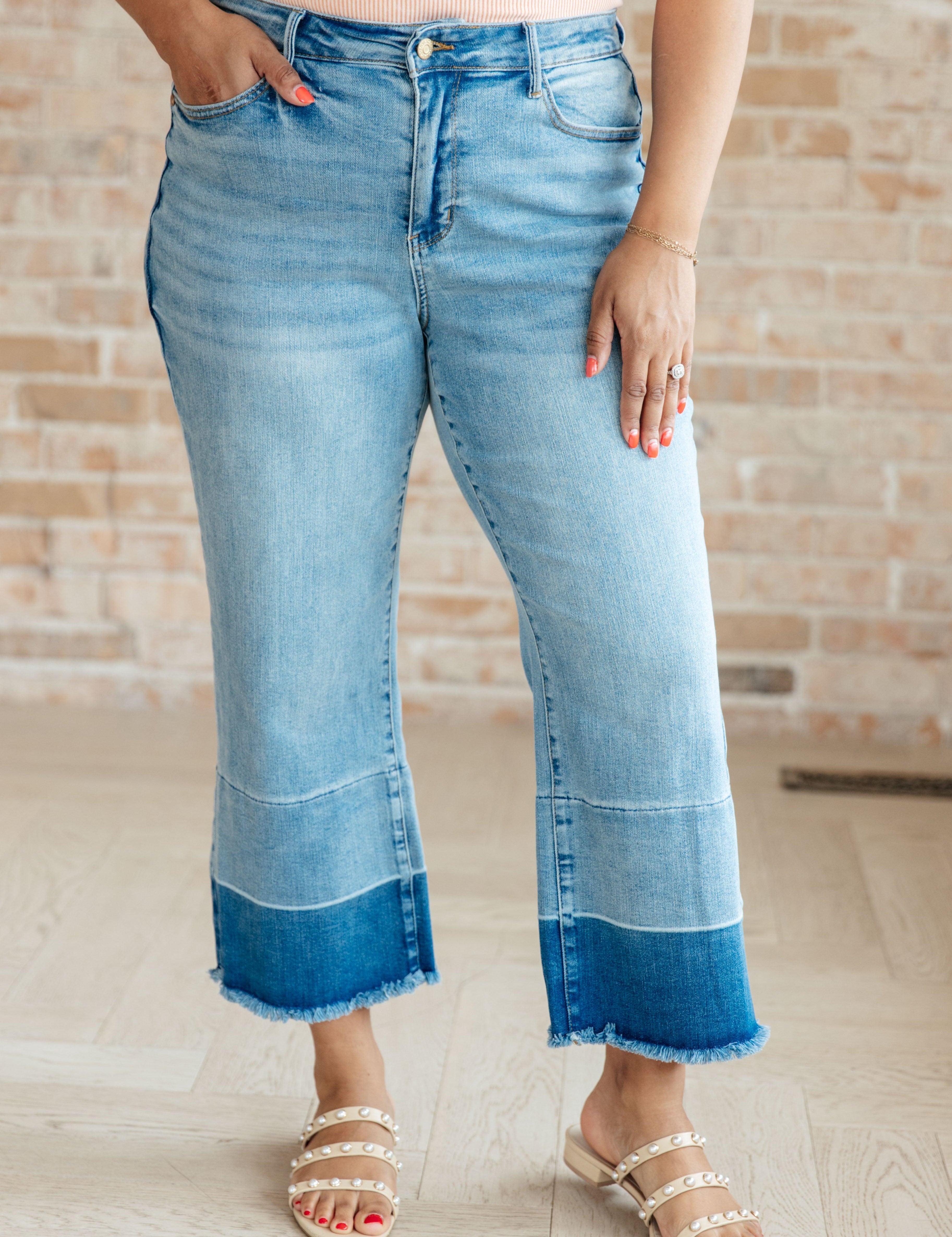 24W Olivia High Rise Wide Leg Crop Jeans in Medium Wash | Jeans Daverri Fashions