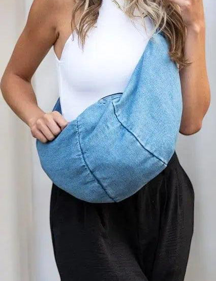 Large Denim Crossbody Sling Bag | Handbags Daverri Fashions
