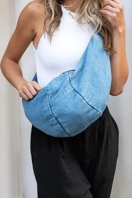Large Denim Crossbody Sling Bag | Handbags Daverri Fashions