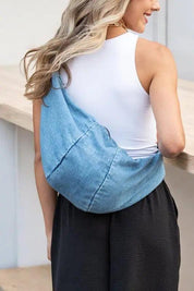Large Denim Crossbody Sling Bag | Handbags Daverri Fashions
