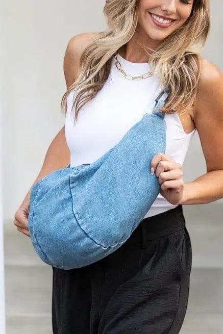 Large Denim Crossbody Sling Bag | Handbags Daverri Fashions