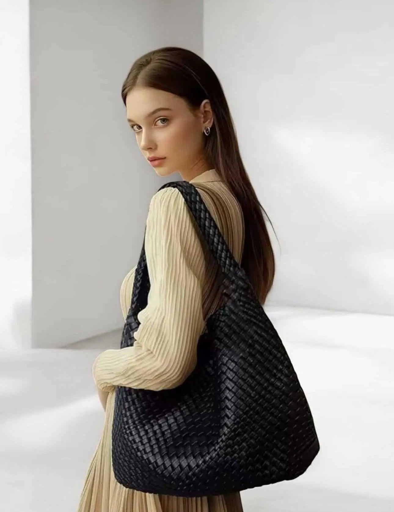 Vegan Leather Woven Hobo | Handbags Daverri Fashions