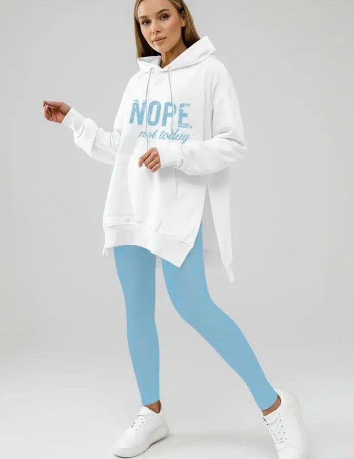 Leggings & Nope Not Today Oversized Split Hem Hoodie Loungewear Set | Loungewear Sets Daverri Fashions