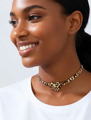 Leopard Heart Chain Necklace | Necklaces Daverri Fashions