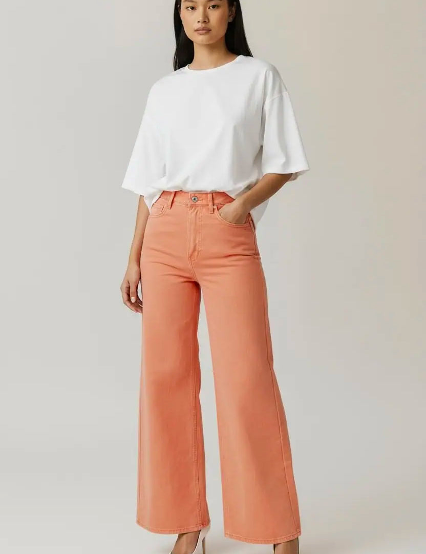 Wide Leg High Waist Jeans | Jeans Daverri Fashions