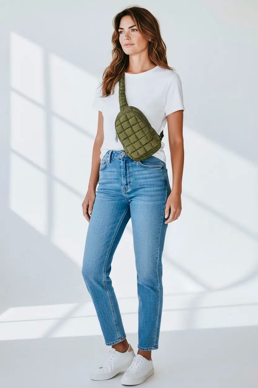 Quilted Nylon Crossbody Bag | Cross Body Bags Daverri Fashions