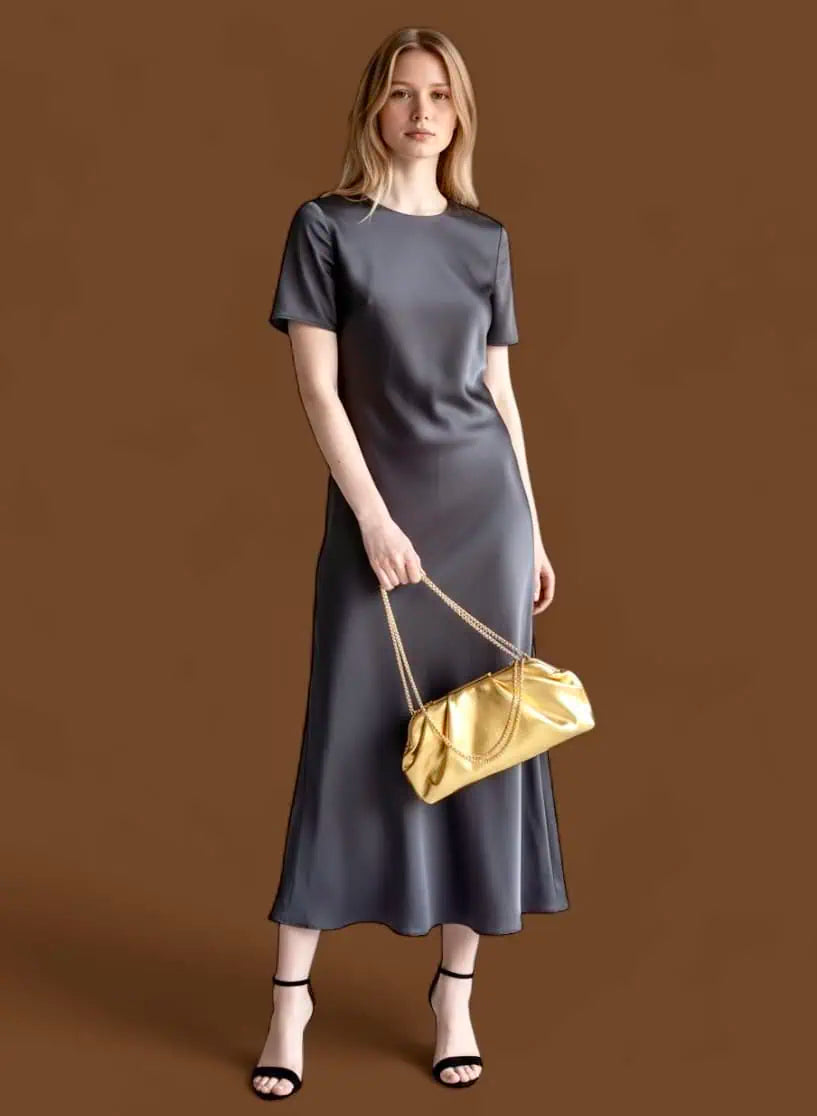 Ruched Shoulder Bag with Chain Strap | Handbags Daverri Fashions
