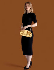Ruched Shoulder Bag with Chain Strap | Handbags Daverri Fashions