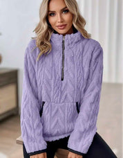 Cozy Sherpa Half Zip Sweatshirt | Sweatshirts Daverri Fashions