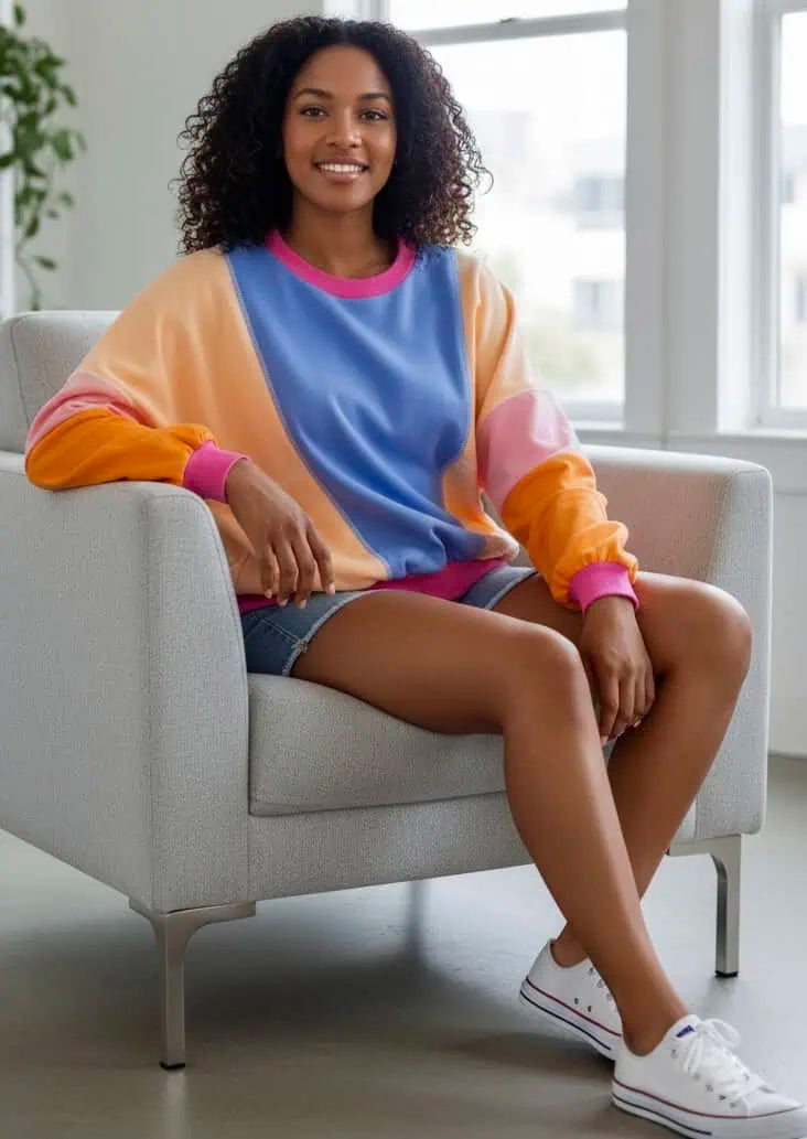 Dolman Sleeve Color Block Pullover | Pullovers Daverri Fashions