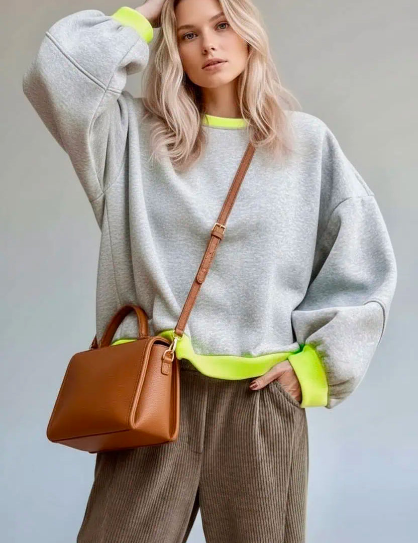 Contrast Trim Oversized Sweatshirt | Sweatshirts Daverri Fashions
