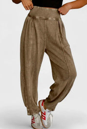 Vintage Wash High-Waisted Balloon Pants | Pants Daverri Fashions