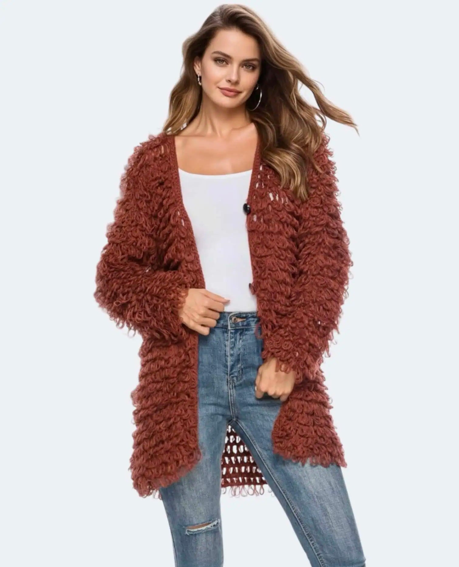 Textured Knit Button Up Cardigan | Cardigans Daverri Fashions