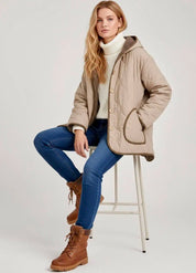 Quilted Hooded Sherpa Lined Jacket | Jackets Daverri Fashions