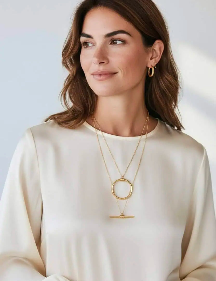 Double-Layered Stainless Steel Necklace | Necklaces Daverri Fashions