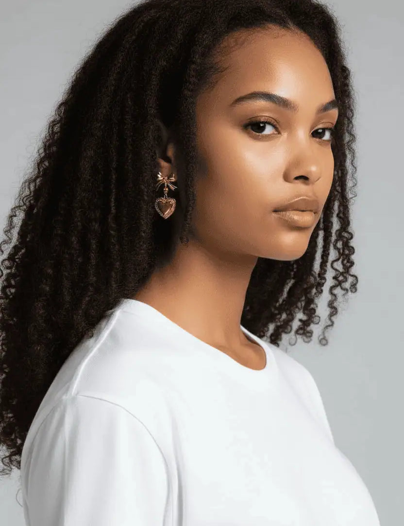 18K Gold-Plated Bow Heart Drop Locket Earrings | Earrings Daverri Fashions