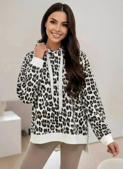 Leopard Dropped Shoulder Hoodie