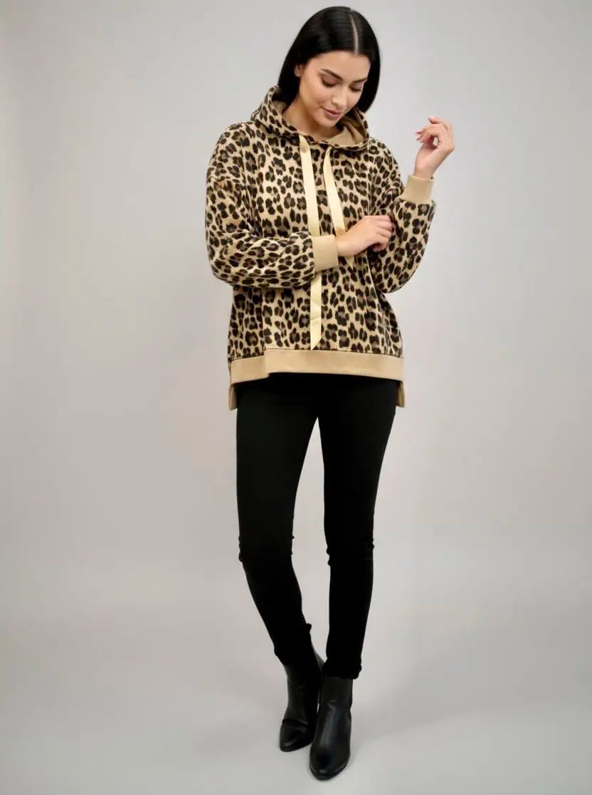 Leopard Dropped Shoulder Hoodie