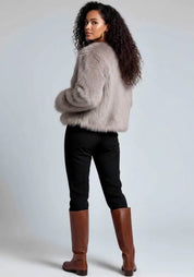 Fuzzy Zip Up Cropped Jacket | Jackets Daverri Fashions