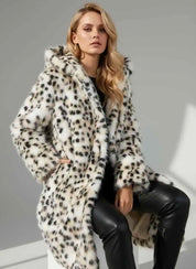 Thermal Leopard Faux Fur Hooded Coat | Coats Daverri Fashions