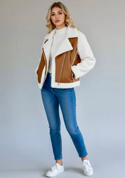 Pocketed Sherpa Zip Up Long Sleeve Jacket | Jackets Daverri Fashions