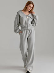 Zip Up Long Sleeve Top and Pants Set | Loungewear Sets Daverri Fashions