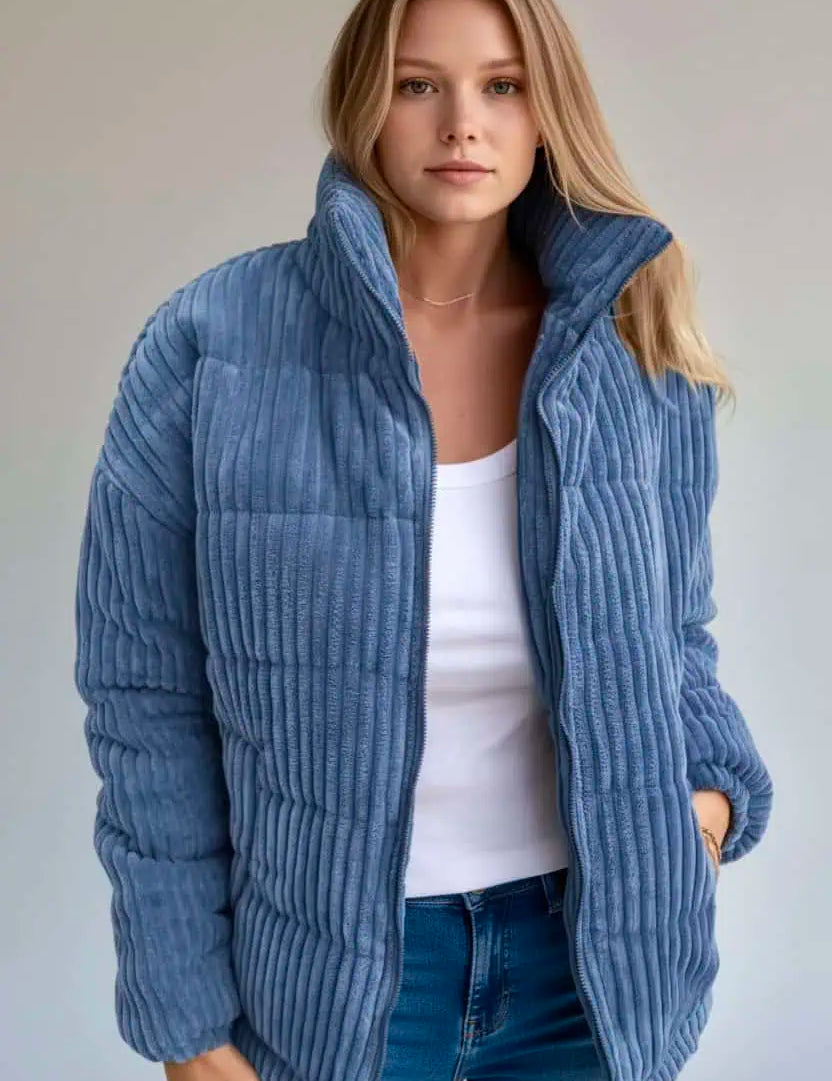 Full Size Zip Up Funnel Neck Long Sleeve Winter Coat Plus Size | Coats Daverri Fashions