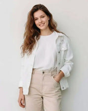 Distressed White Denim Jacket | Denim Jackets Daverri Fashions