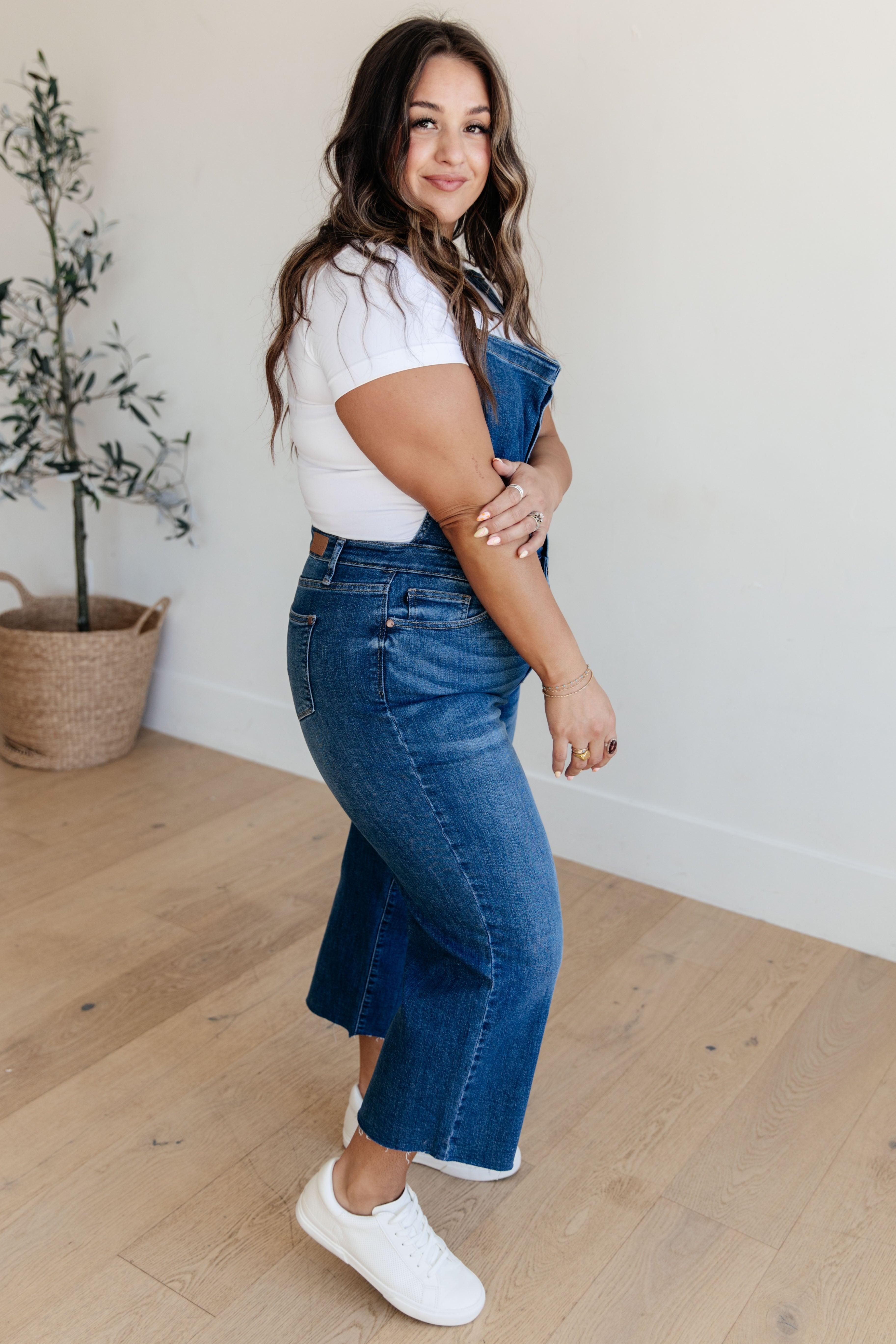 Judy Blue Plus High Rise Crop Wide Leg Denim Overalls | Overalls Daverri Fashions