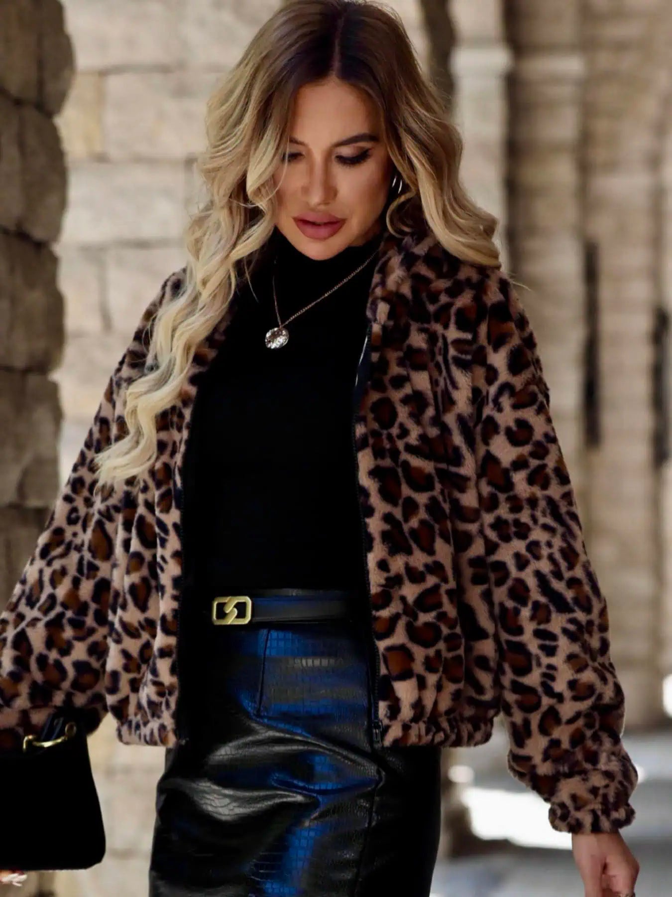 Leopard Zip Up Hooded Jacket | Jackets Daverri Fashions