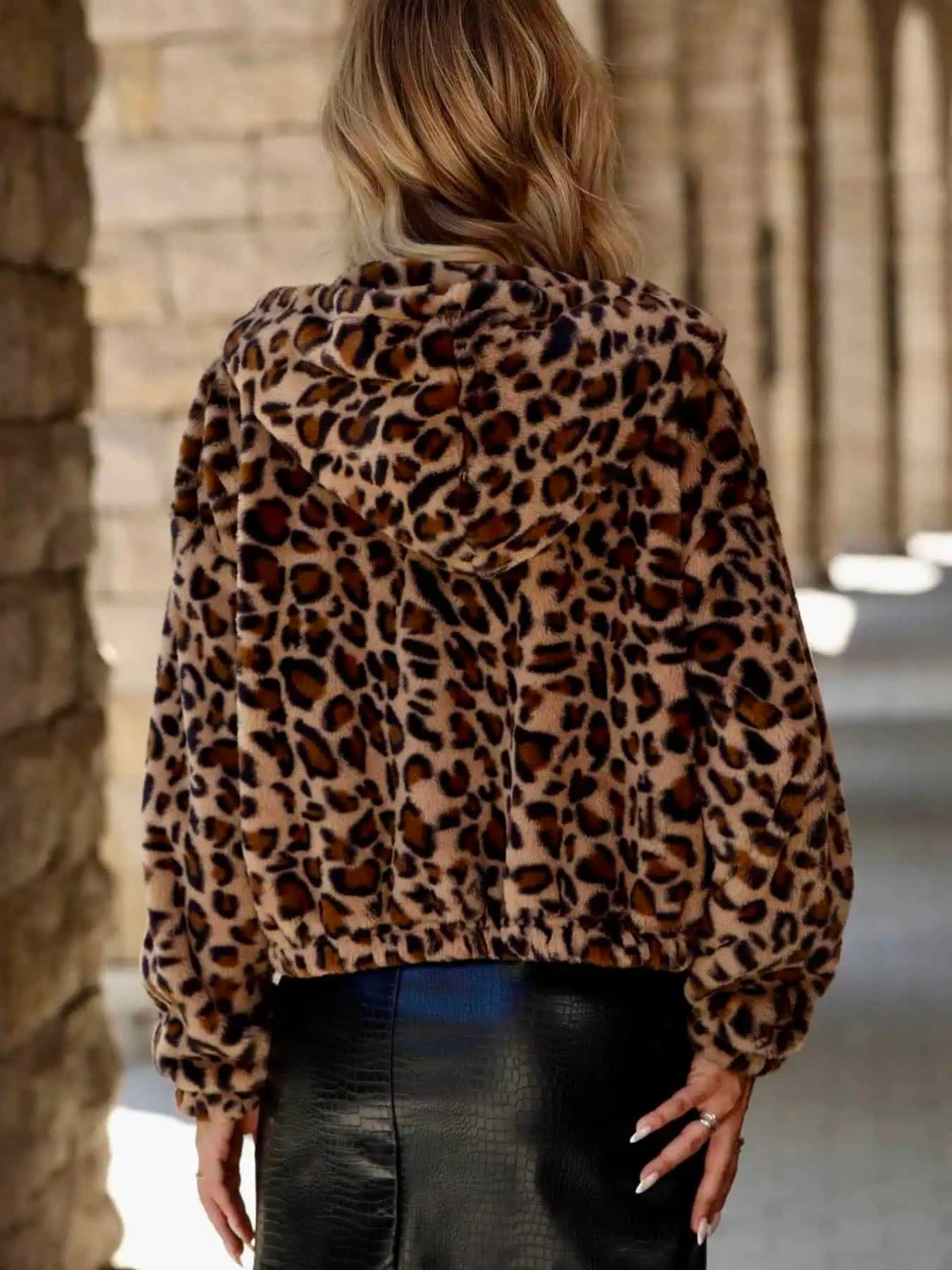 Leopard Zip Up Hooded Jacket | Jackets Daverri Fashions