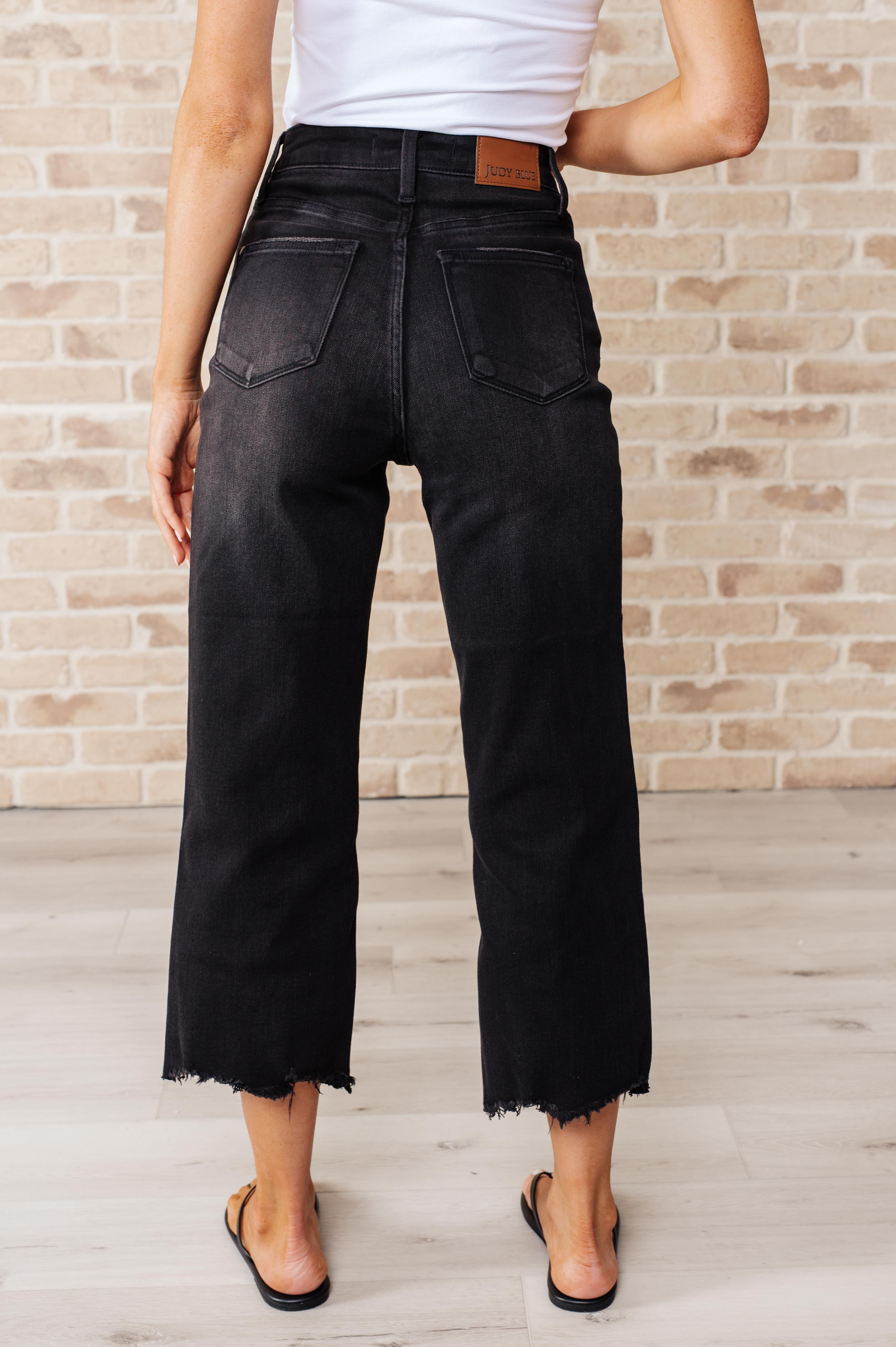 Ryan High Rise Button Fly Wide Leg Crop Jeans | Jeans Daverri Fashions