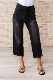 Ryan High Rise Button Fly Wide Leg Crop Jeans | Jeans Daverri Fashions