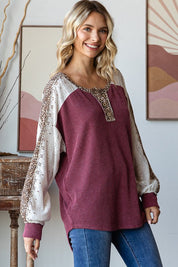 Bold Behavior Contrast Color Block Top in Burgundy | Womens Daverri Fashions