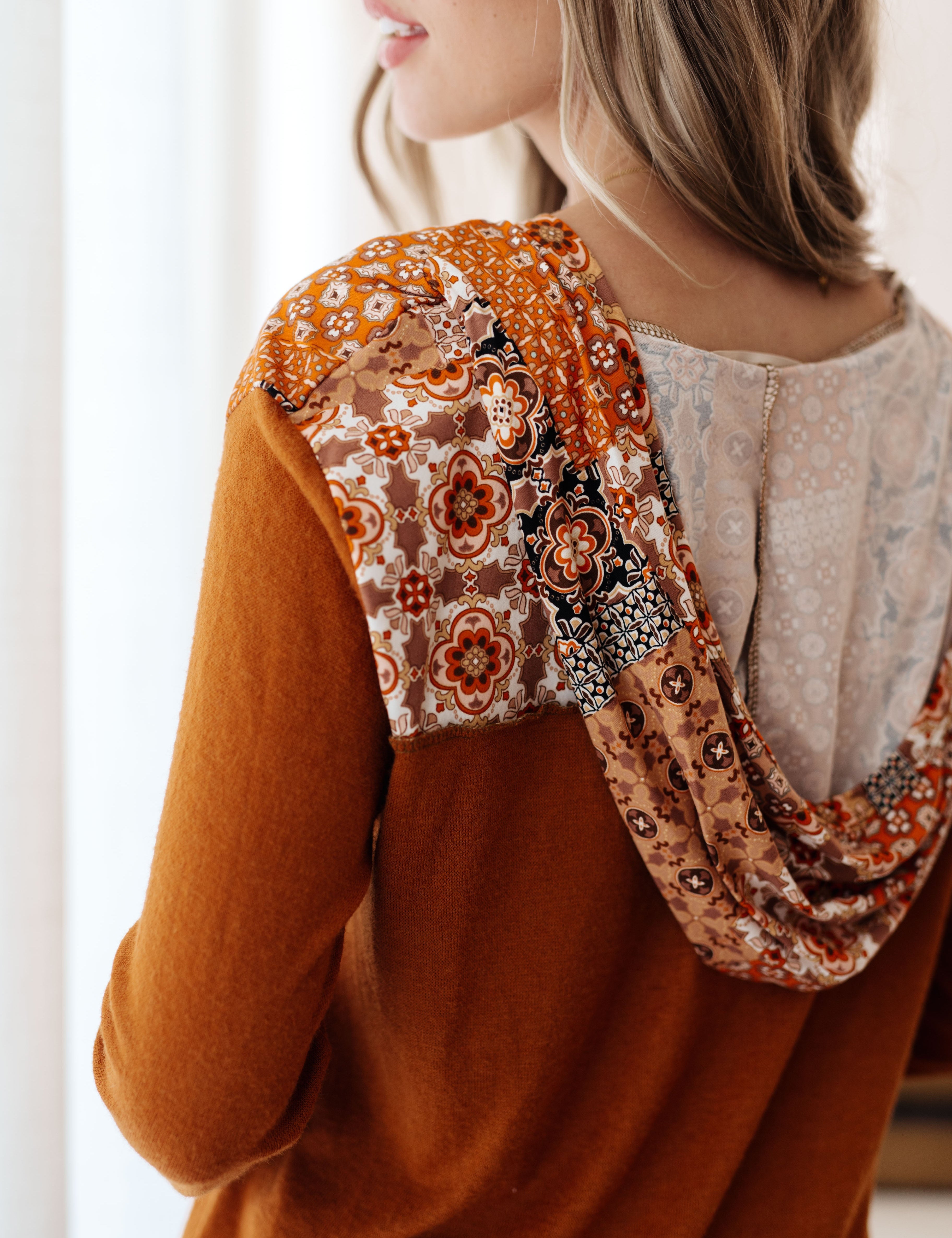 Sipping Iced Tea Mixed Print Hoodie | Tops Daverri Fashions