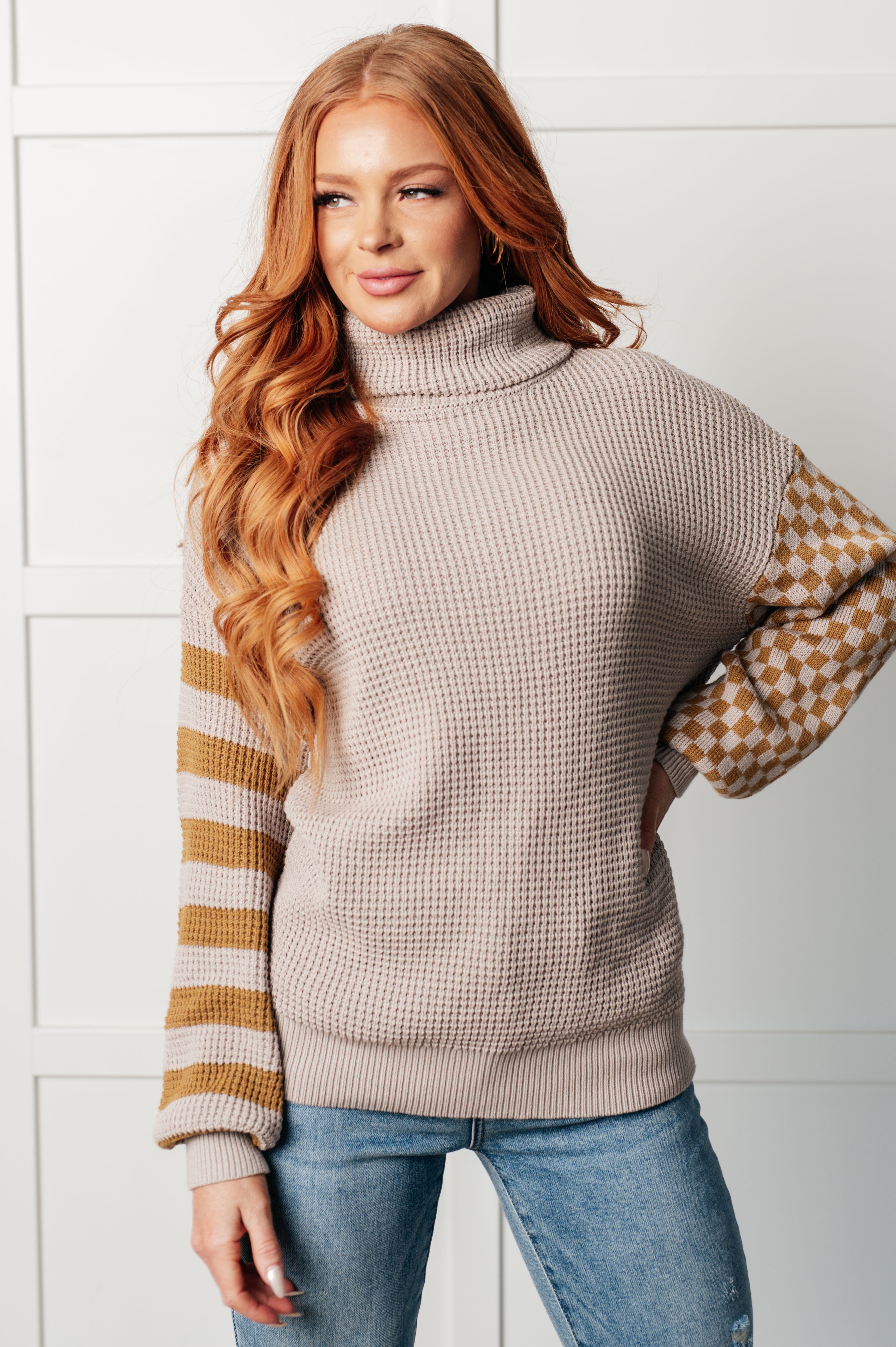 Super Seasonal Patchwork Waffle Knit Sweater | Sweaters Daverri Fashions