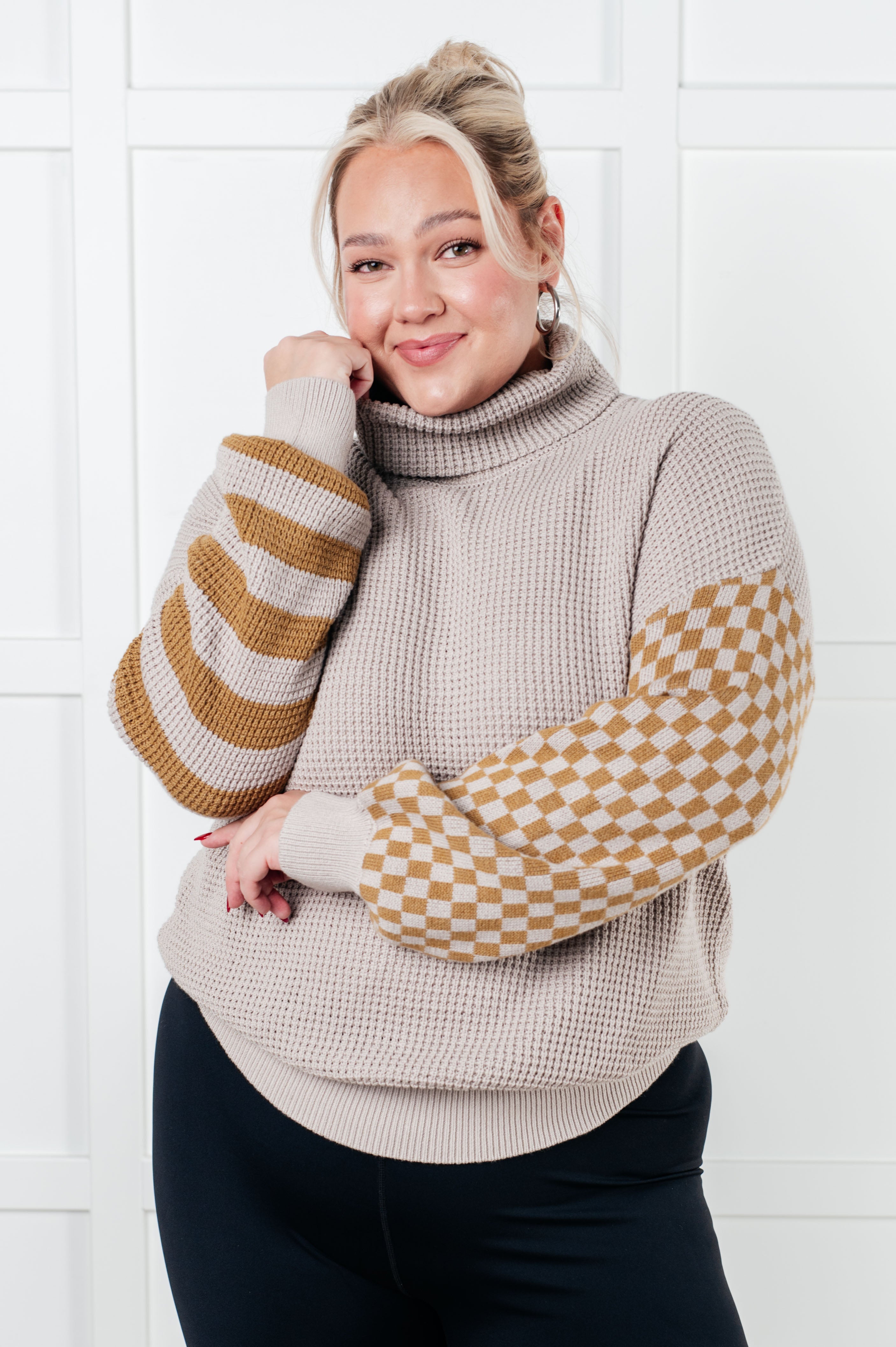 Super Seasonal Patchwork Waffle Knit Sweater | Sweaters Daverri Fashions