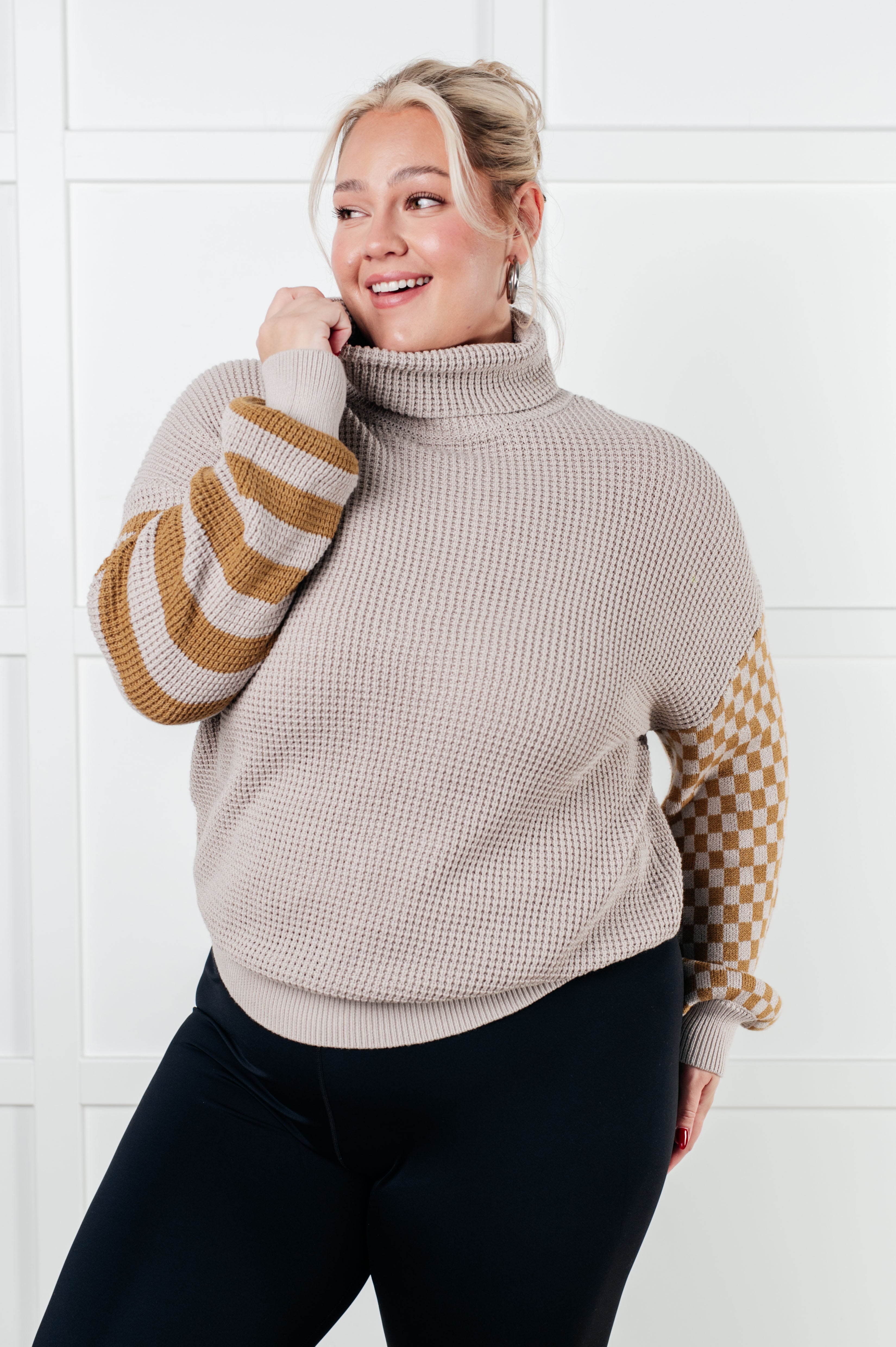 Super Seasonal Patchwork Waffle Knit Sweater | Sweaters Daverri Fashions