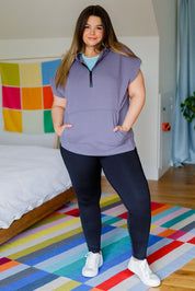 Mono B Cap Sleeve Half Zip Hoodie | Hoodies Daverri Fashions