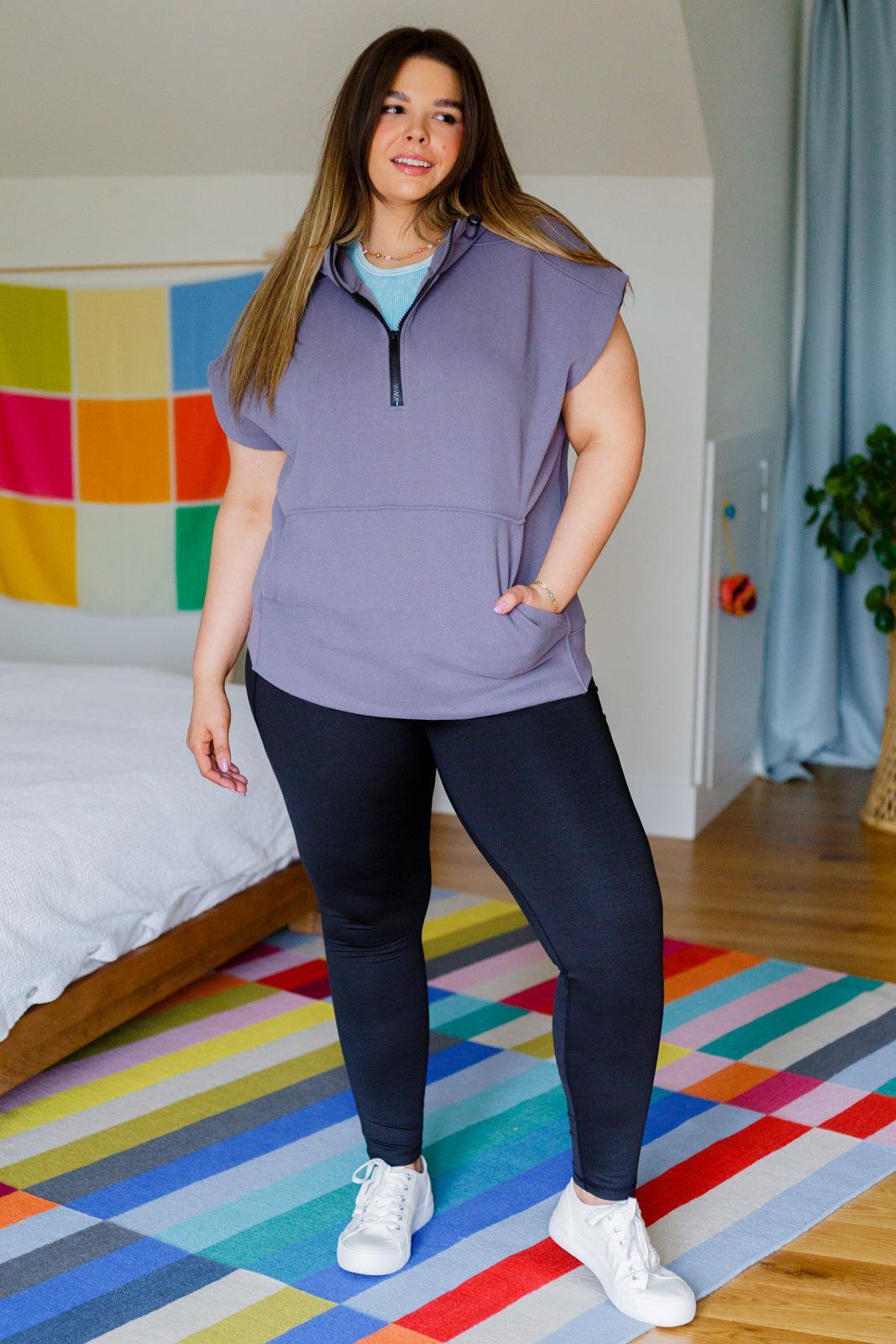 Mono B Cap Sleeve Half Zip Hoodie | Hoodies Daverri Fashions