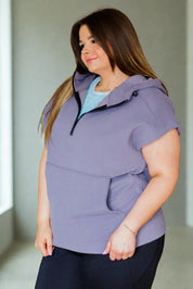 Mono B Cap Sleeve Half Zip Hoodie | Hoodies Daverri Fashions