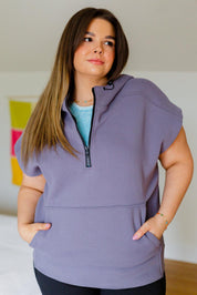 Mono B Cap Sleeve Half Zip Hoodie | Hoodies Daverri Fashions