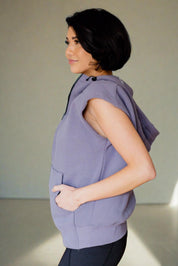 Mono B Cap Sleeve Half Zip Hoodie | Hoodies Daverri Fashions