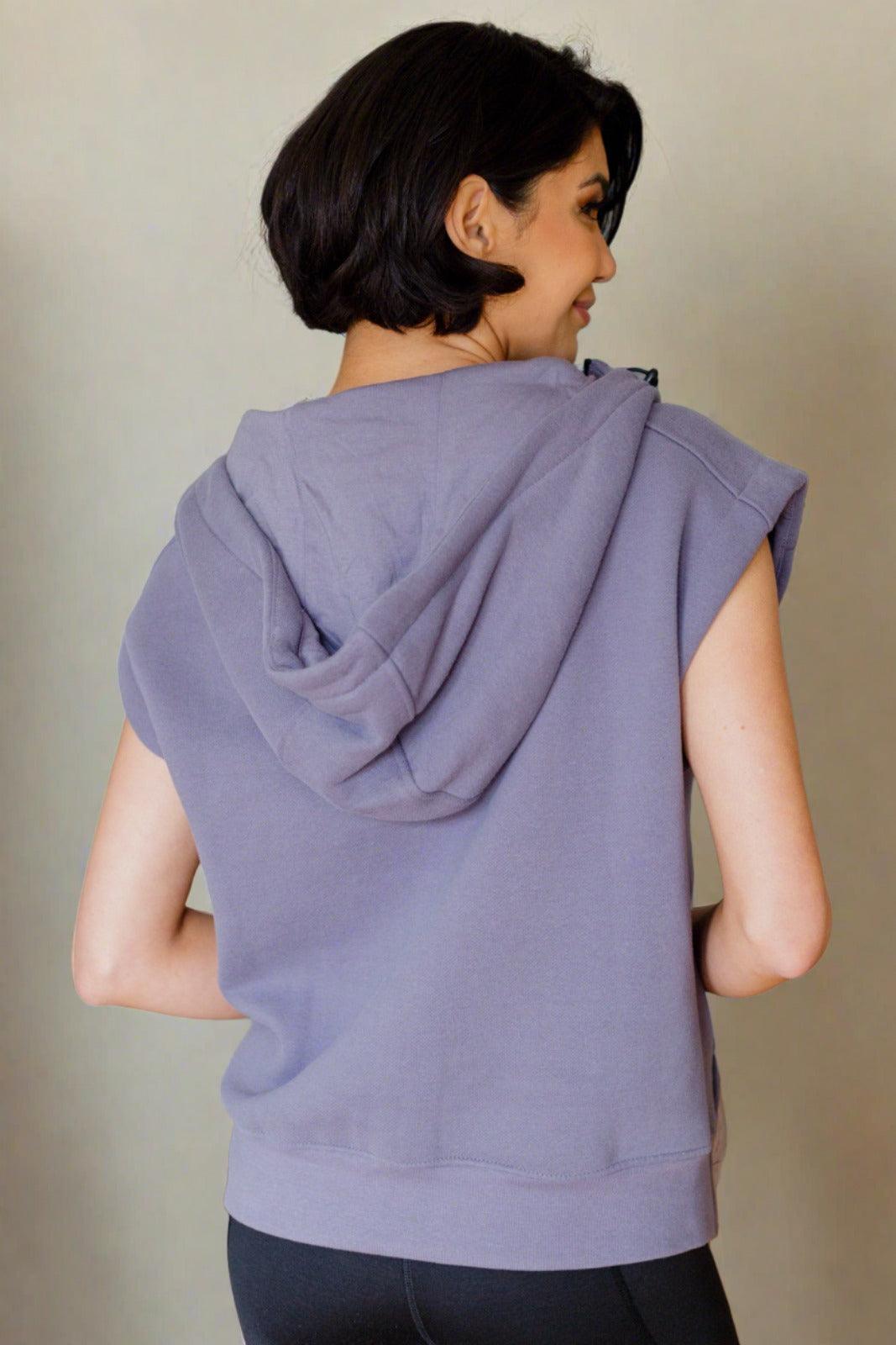 Mono B Cap Sleeve Half Zip Hoodie | Hoodies Daverri Fashions