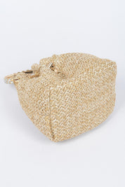 Faux Straw Bucket Bag W/stone Handle | Handbags Daverri Fashions