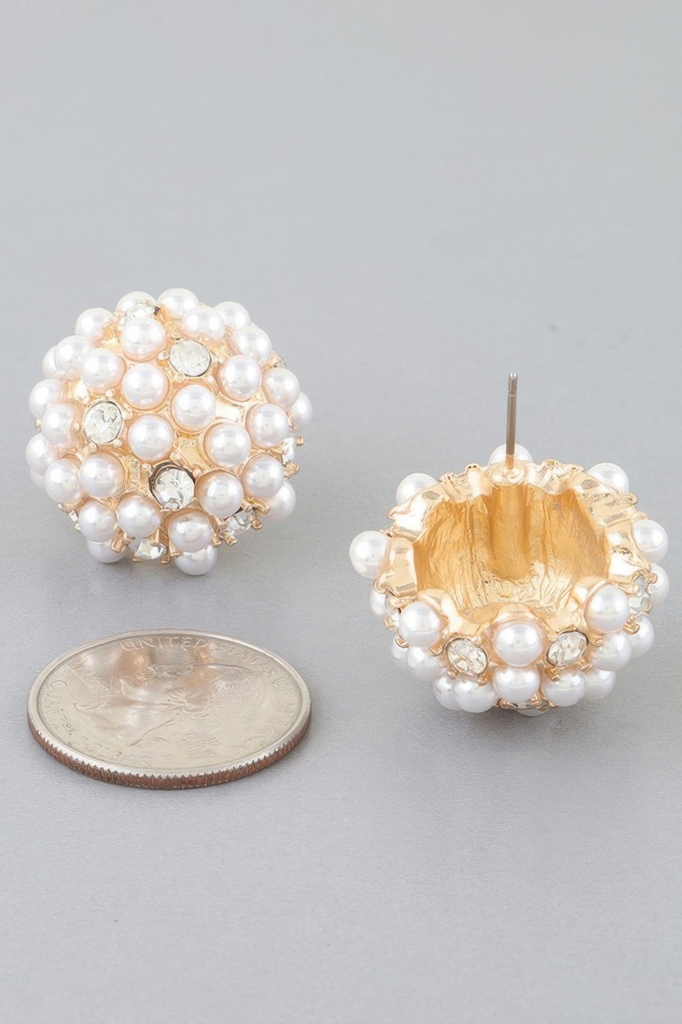 Pearl Cluster Stud Earrings | Earrings Daverri Fashions