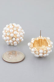 Pearl Cluster Stud Earrings | Earrings Daverri Fashions