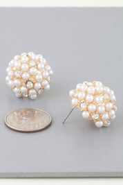 Pearl Cluster Stud Earrings | Earrings Daverri Fashions