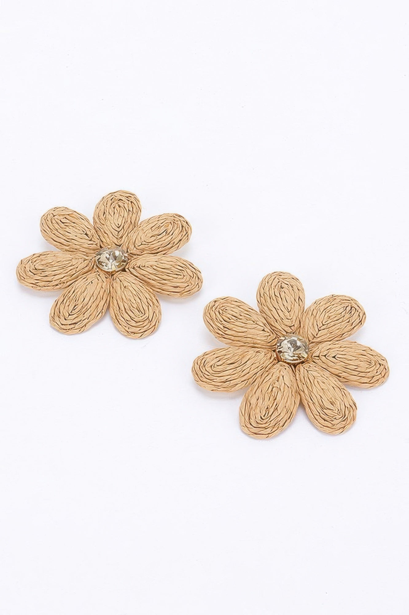 Khaki Paper Flower Rhinestone Earring | Daverri Fashions